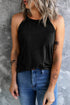 Relaxed Fit High Neck Jersey Halter Tank Top