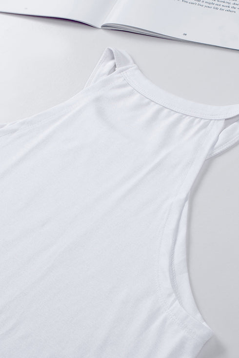 Relaxed Fit High Neck Jersey Halter Tank Top