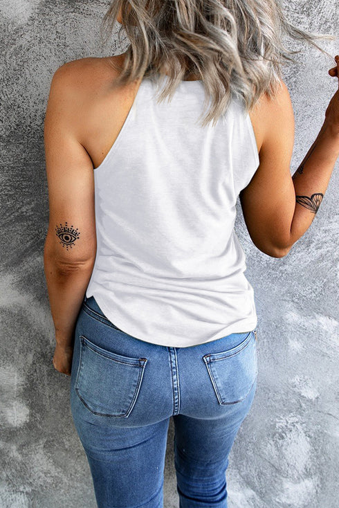 Relaxed Fit High Neck Jersey Halter Tank Top
