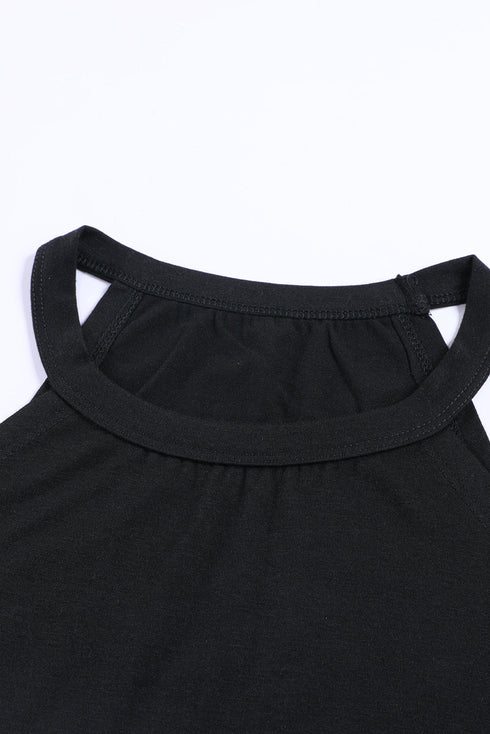 Relaxed Fit High Neck Jersey Halter Tank Top