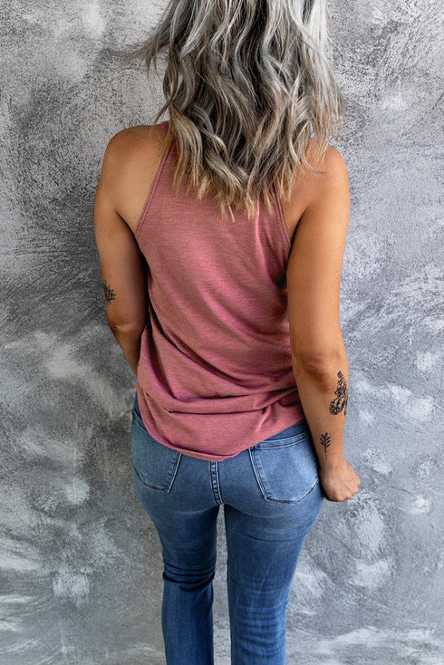 Relaxed Fit High Neck Jersey Halter Tank Top