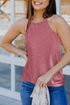 Relaxed Fit High Neck Jersey Halter Tank Top