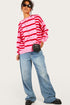 Relaxed Fit Horizontal Striped Crew Neck Pullover Sweater