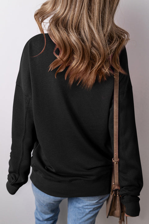 Relaxed Fit Kangaroo Pocket Crew Neck Pullover Sweatshirt