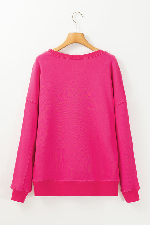 Relaxed Fit Kangaroo Pocket Crew Neck Pullover Sweatshirt