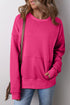 Relaxed Fit Kangaroo Pocket Crew Neck Pullover Sweatshirt