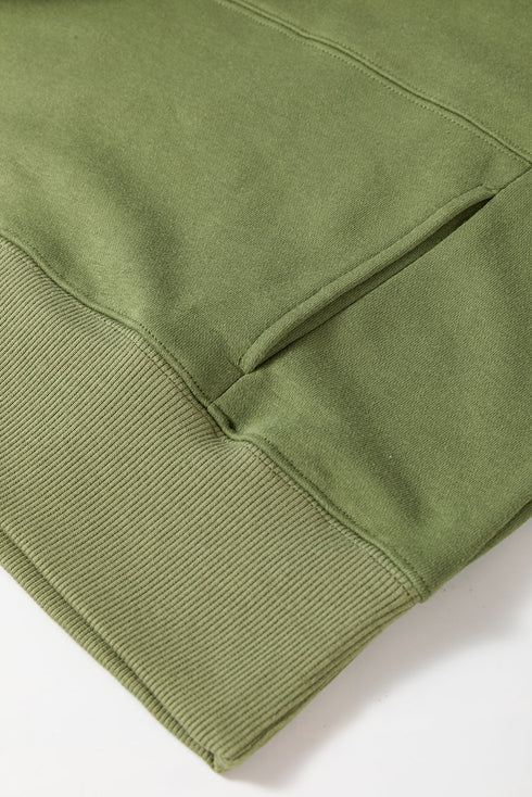 Relaxed Fit Kangaroo Pocket Crew Neck Pullover Sweatshirt