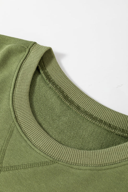 Relaxed Fit Kangaroo Pocket Crew Neck Pullover Sweatshirt