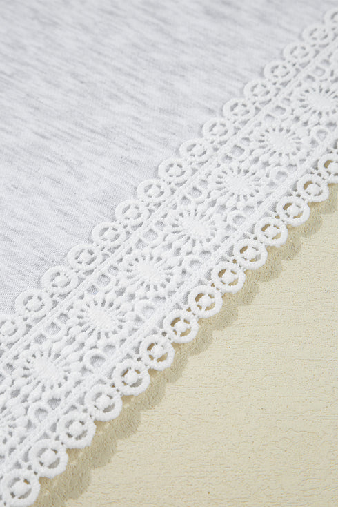 Relaxed Fit Lace Sleeve Detail Crew Neck Sweatshirt