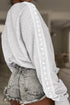 Relaxed Fit Lace Sleeve Detail Crew Neck Sweatshirt