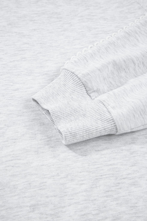 Relaxed Fit Lace Sleeve Detail Crew Neck Sweatshirt