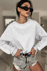 Relaxed Fit Lace Sleeve Detail Crew Neck Sweatshirt