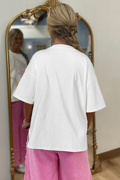 Relaxed Fit Layered Applique Star Graphic Tee