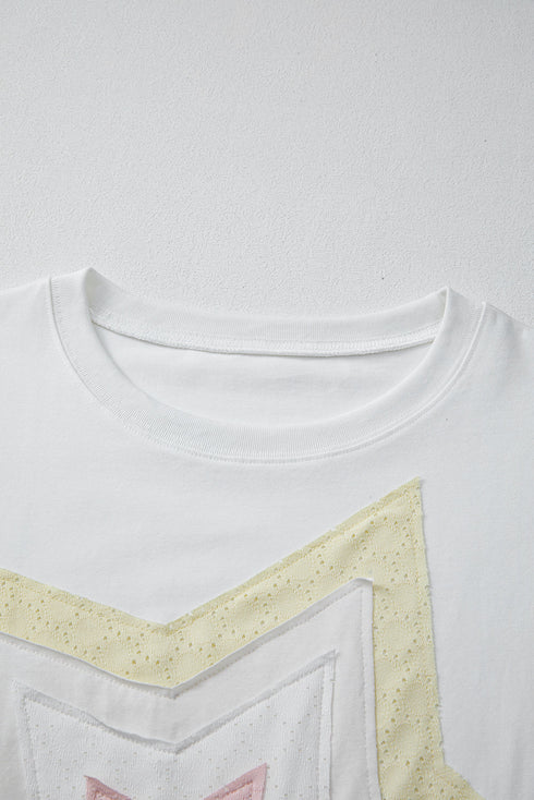 Relaxed Fit Layered Applique Star Graphic Tee