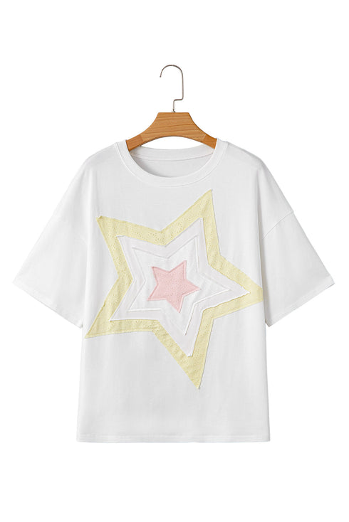 Relaxed Fit Layered Applique Star Graphic Tee