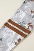 Relaxed Fit Leaf Print Varsity Stripe Pullover Sweatshirt