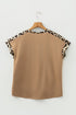 Relaxed Fit Leopard Print Accent Round Neck T Shirt