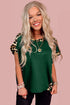 Relaxed Fit Leopard Print Accent Round Neck T Shirt