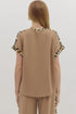 Relaxed Fit Leopard Print Accent Round Neck T Shirt