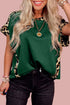 Relaxed Fit Leopard Print Accent Round Neck T Shirt