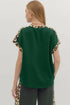 Relaxed Fit Leopard Print Accent Round Neck T Shirt