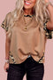 Relaxed Fit Leopard Print Accent Round Neck T Shirt