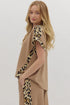 Relaxed Fit Leopard Print Accent Round Neck T Shirt