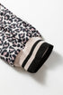 Relaxed Fit Leopard Print Half Zip Collar Blouse