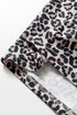Relaxed Fit Leopard Print Half Zip Collar Blouse