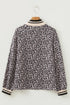 Relaxed Fit Leopard Print Half Zip Collar Blouse