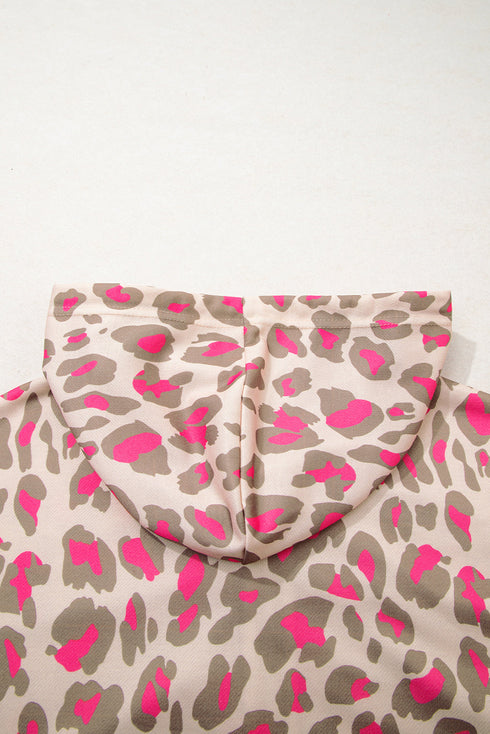 Relaxed Fit Leopard Print Zip Up Hoodie