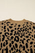 Relaxed Fit Long Sleeve Animal Print Knit Sweater