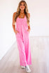 Relaxed Fit Mineral Wash Raw Seam Wide Leg Jumpsuit Overalls
