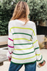 Relaxed Fit Mixed Stripe Crew Neck Sweater