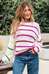 Relaxed Fit Mixed Stripe Crew Neck Sweater