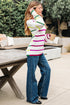 Relaxed Fit Mixed Stripe Crew Neck Sweater