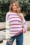 Relaxed Fit Mixed Stripe Crew Neck Sweater