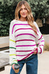 Relaxed Fit Mixed Stripe Crew Neck Sweater