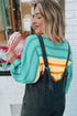 Relaxed Fit Mixed Stripe Mock Neck Pullover Sweater