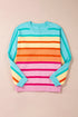 Relaxed Fit Mixed Stripe Mock Neck Pullover Sweater