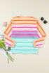 Relaxed Fit Mixed Stripe Mock Neck Pullover Sweater