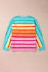 Relaxed Fit Mixed Stripe Mock Neck Pullover Sweater