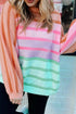 Relaxed Fit Mixed Stripe Mock Neck Pullover Sweater
