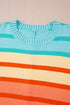 Relaxed Fit Mixed Stripe Mock Neck Pullover Sweater