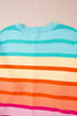 Relaxed Fit Mixed Stripe Mock Neck Pullover Sweater