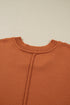 Relaxed Fit Notched Neckline Contrast Sleeve Sweater
