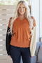 Relaxed Fit Notched Neckline Contrast Sleeve Sweater