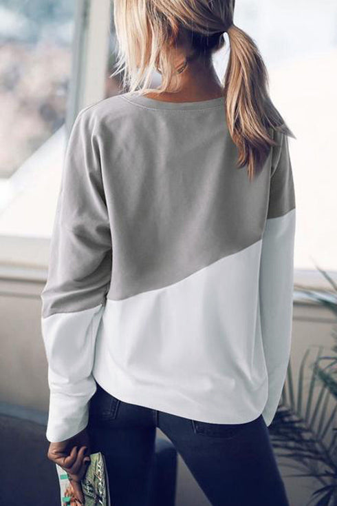 Relaxed Fit Patchwork Detail Pullover Sweatshirt