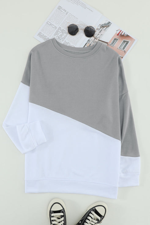 Relaxed Fit Patchwork Detail Pullover Sweatshirt