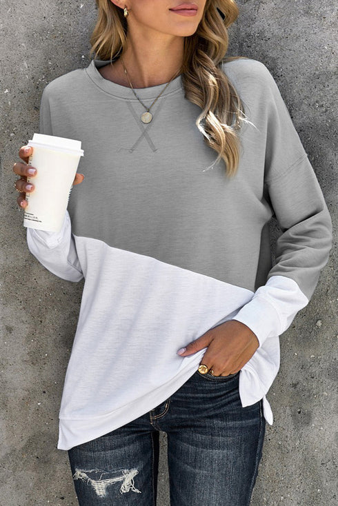 Relaxed Fit Patchwork Detail Pullover Sweatshirt